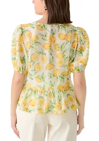 Women's Lemon Peplum Peasant Blouse