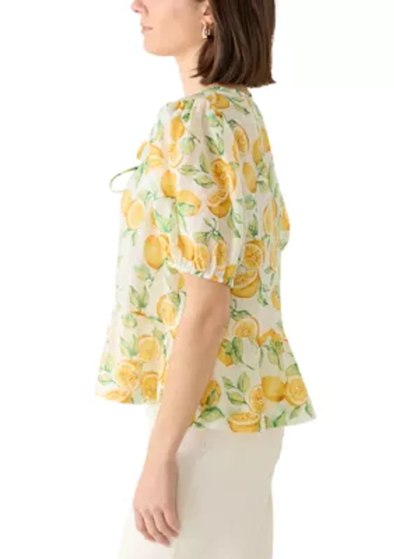 Women's Lemon Peplum Peasant Blouse