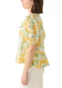 Women's Lemon Peplum Peasant Blouse