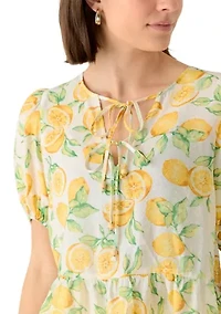 Women's Lemon Peplum Peasant Blouse