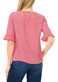 Women's Ruffle Sleeve Printed Blouse