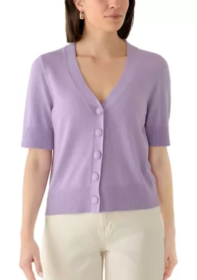 Women's Short Sleeve V-Neck Button Down Cardigan