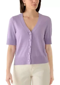 Women's Short Sleeve V-Neck Button Down Cardigan