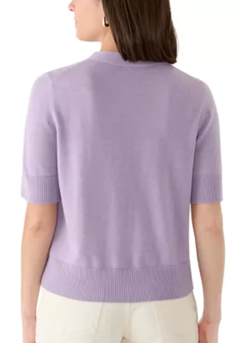 Women's Short Sleeve V-Neck Button Down Cardigan