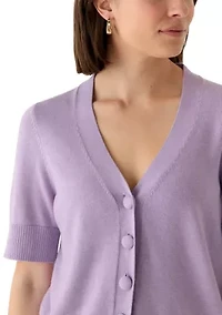Women's Short Sleeve V-Neck Button Down Cardigan