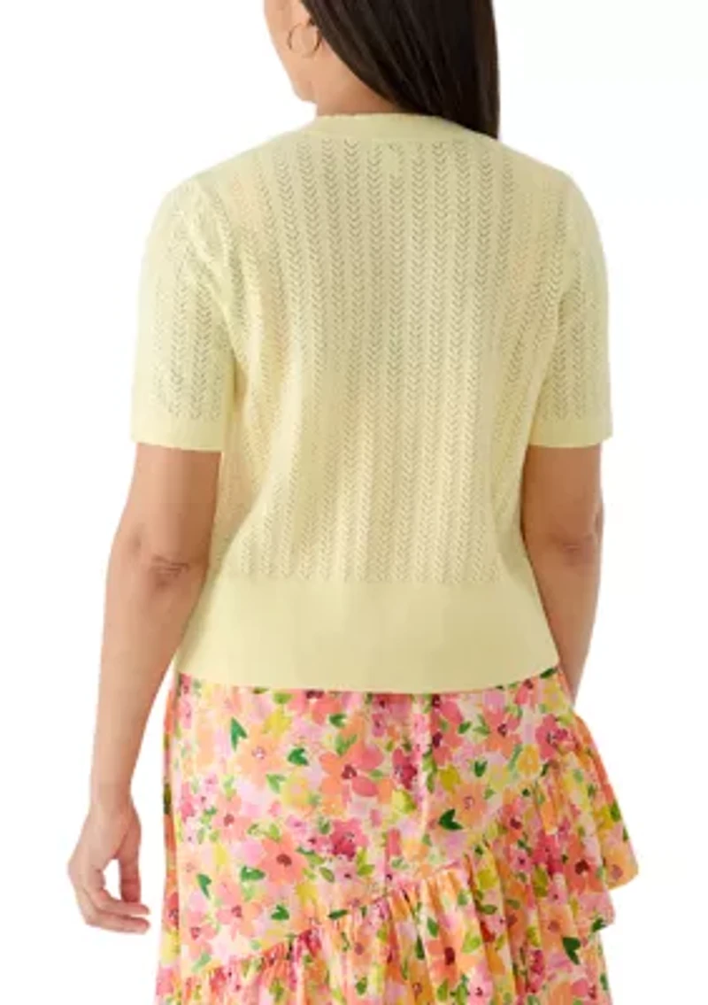 Women's Pointelle Knit Cardigan