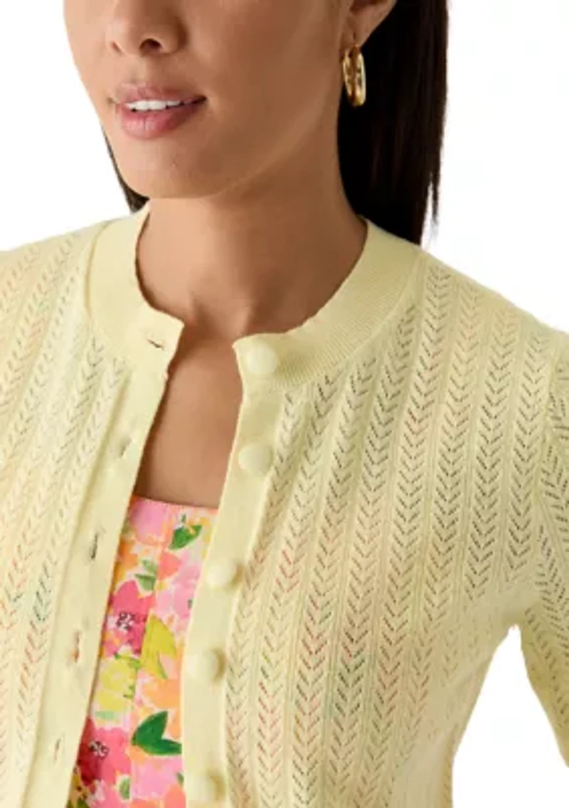 Women's Pointelle Knit Cardigan