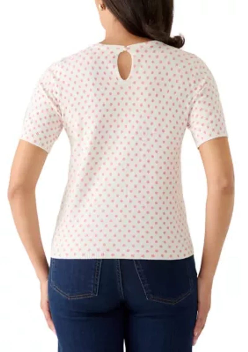 Women's Key Hole Back Dot Sweater