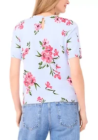Women's Keyhole Neck Floral Sweater
