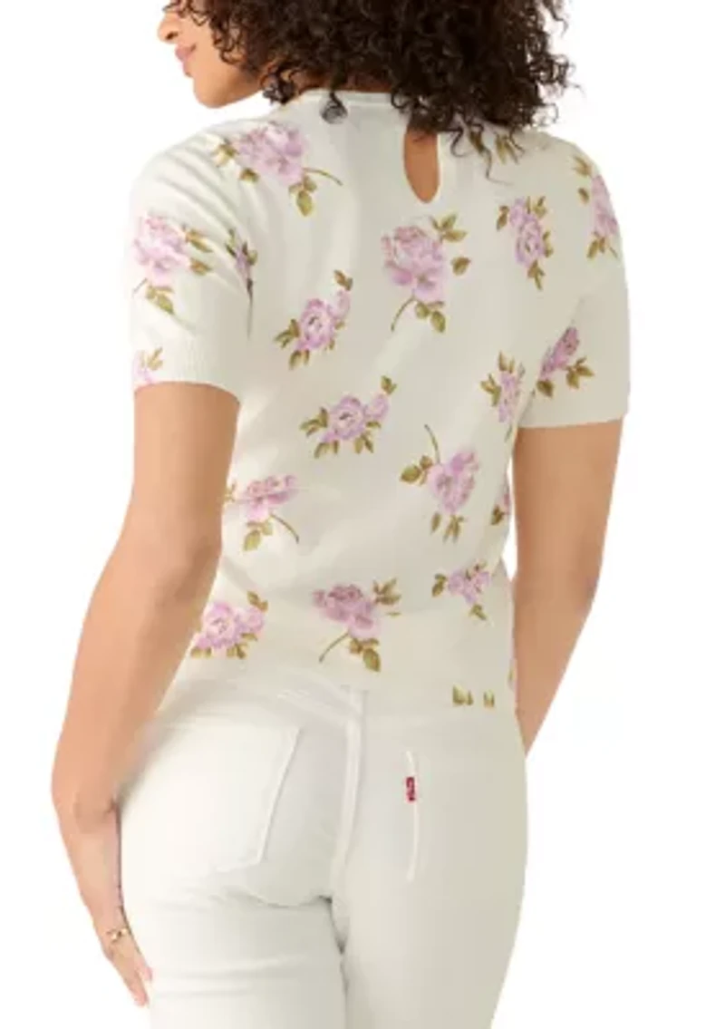 Women's Keyhole Back Printed Sweater