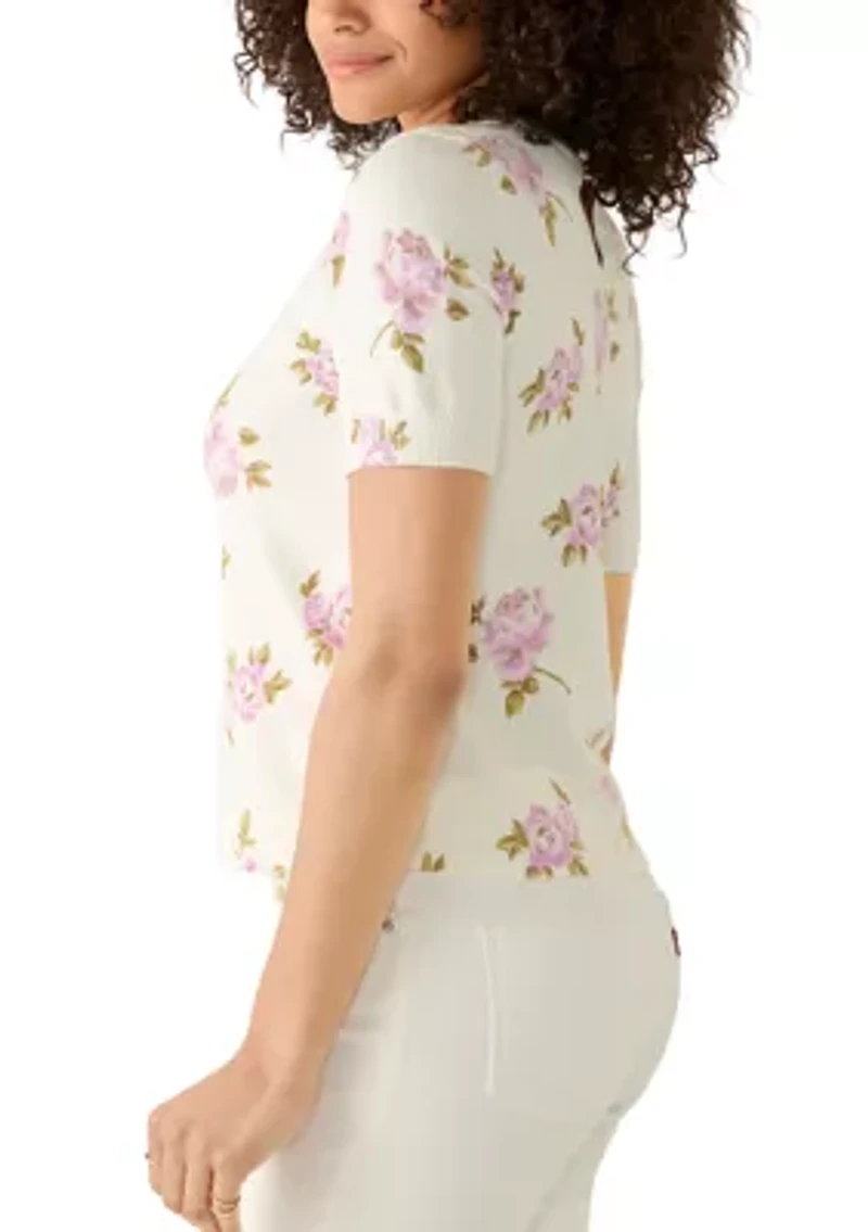 Women's Keyhole Back Printed Sweater