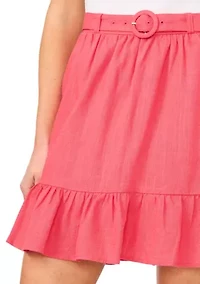 Women's Tie Waist Ruffle Hem Skirt