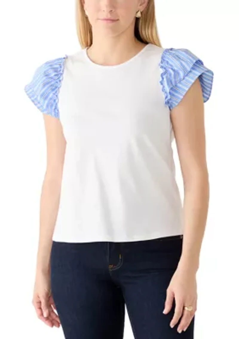 Women's Mixed Media Sleeve Shirt