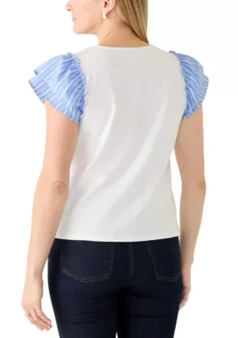 Women's Mixed Media Sleeve Shirt