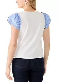 Women's Mixed Media Sleeve Shirt