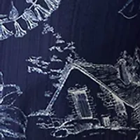 Women's Short Sleeve Toile Print Midi Shirtdress