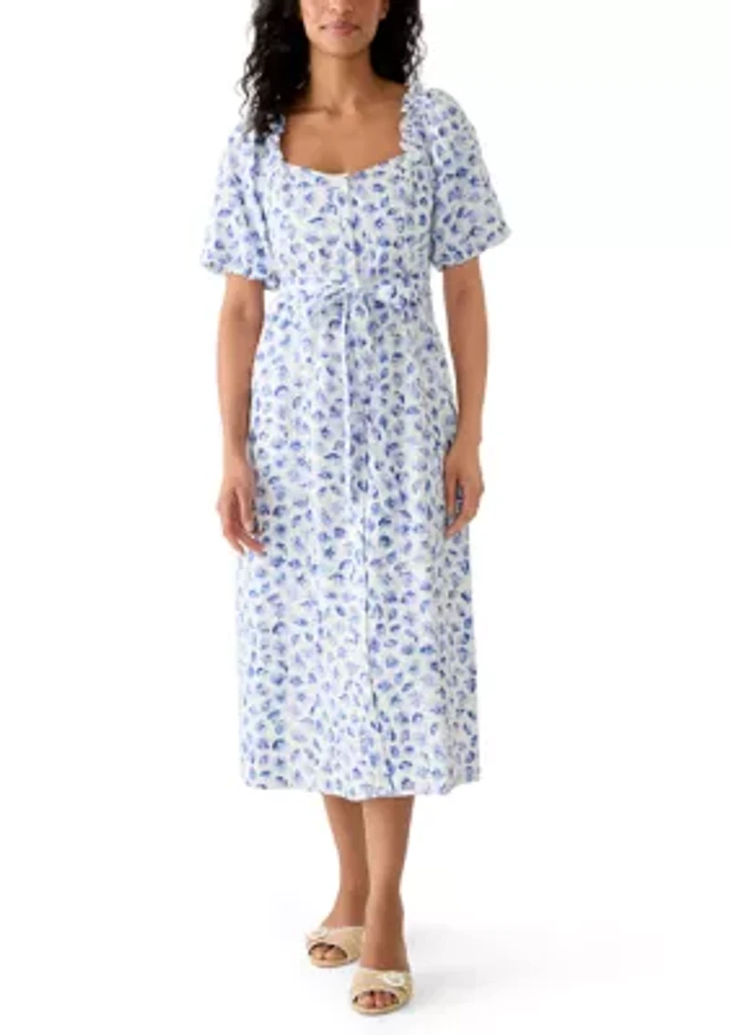 Women's Floral Eyelet Midi Dress