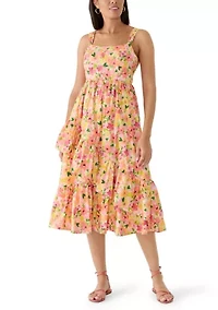 Women's Ruffled Floral Midi Tank Dress