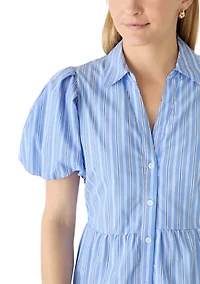 Women's Striped Tiered Midi Shirtdress