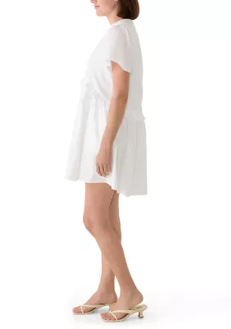 Women's Ruffle Trapeze Solid Dress