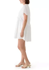 Women's Ruffle Trapeze Solid Dress