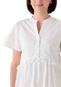 Women's Ruffle Trapeze Solid Dress