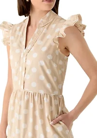 Women's Flutter Sleeve Tiered Dot Midi Dress