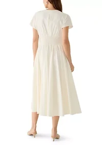 Women's V-Neck Belted Waist A-Line Dress