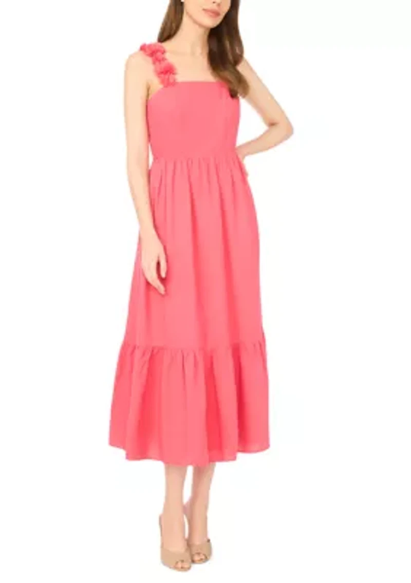 Women's Ruffle Strap Tiered Midi Dress