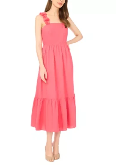 Women's Ruffle Strap Tiered Midi Dress