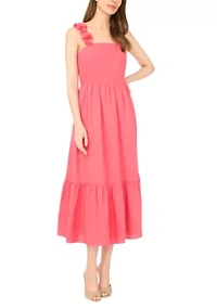 Women's Ruffle Strap Tiered Midi Dress
