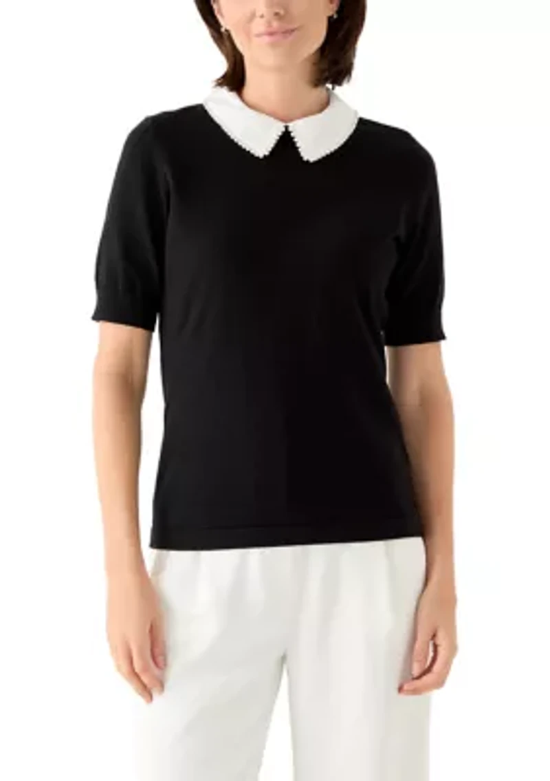 Women's Mixed Media Colorblock Fine Gauge Sweater