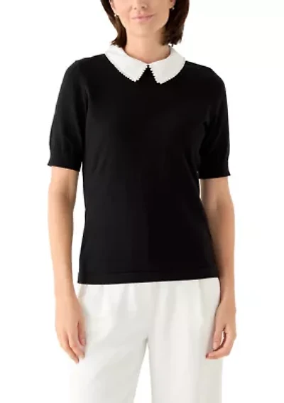 Women's Mixed Media Colorblock Fine Gauge Sweater