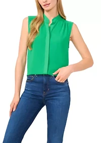 Women's Sleeveless Open Collar Top