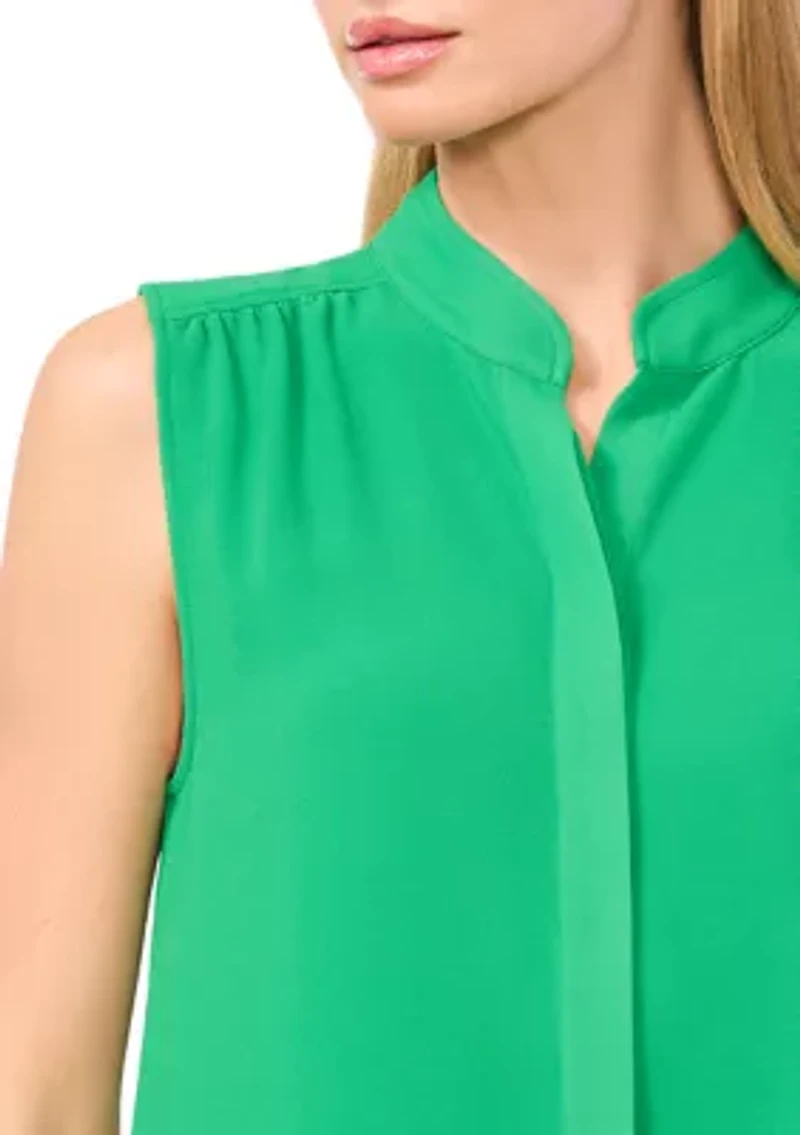 Women's Sleeveless Open Collar Top