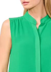Women's Sleeveless Open Collar Top