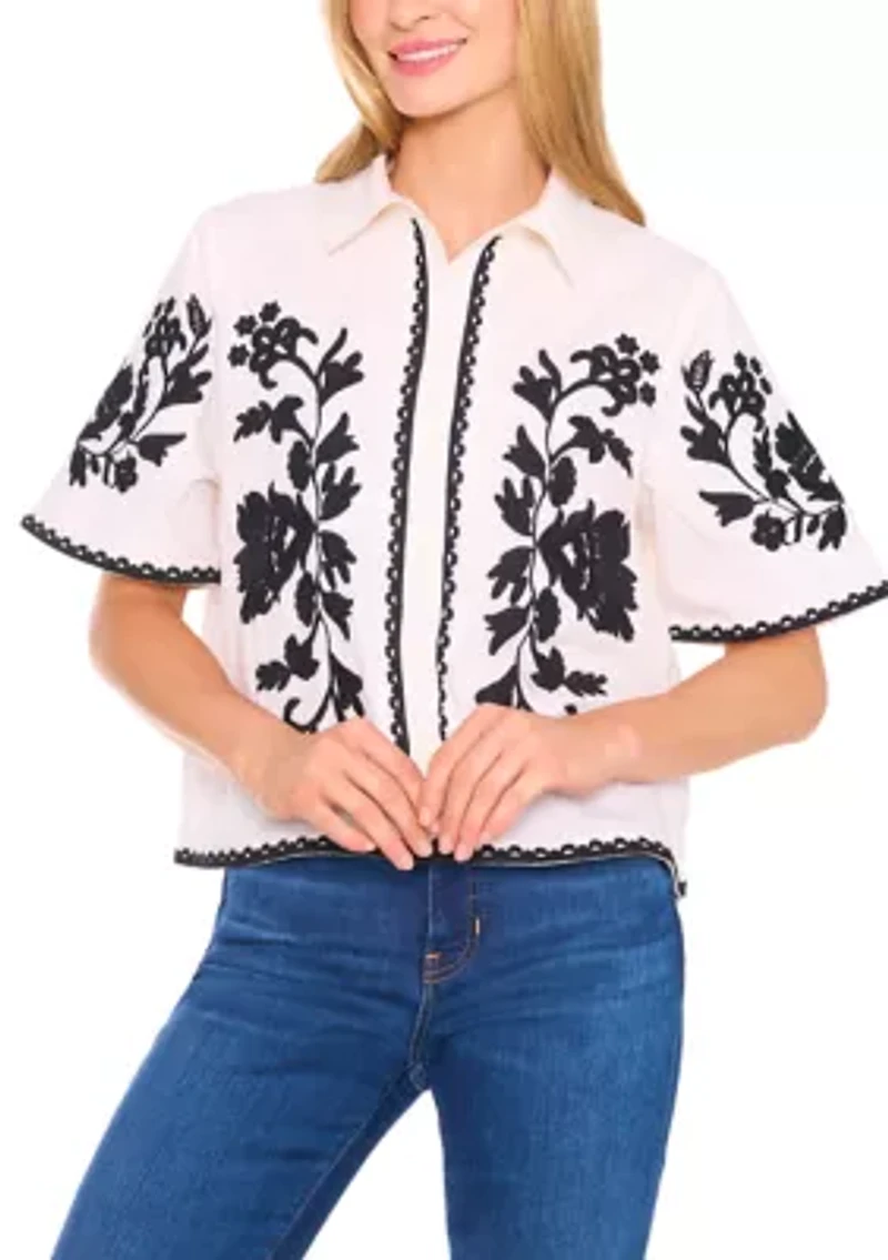 Petite Embroidered Blouse