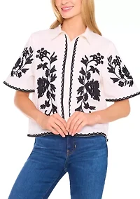 Petite Embroidered Blouse