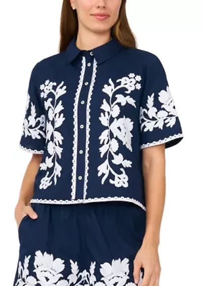 Petite Embroidered Blouse