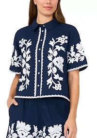 Petite Embroidered Blouse