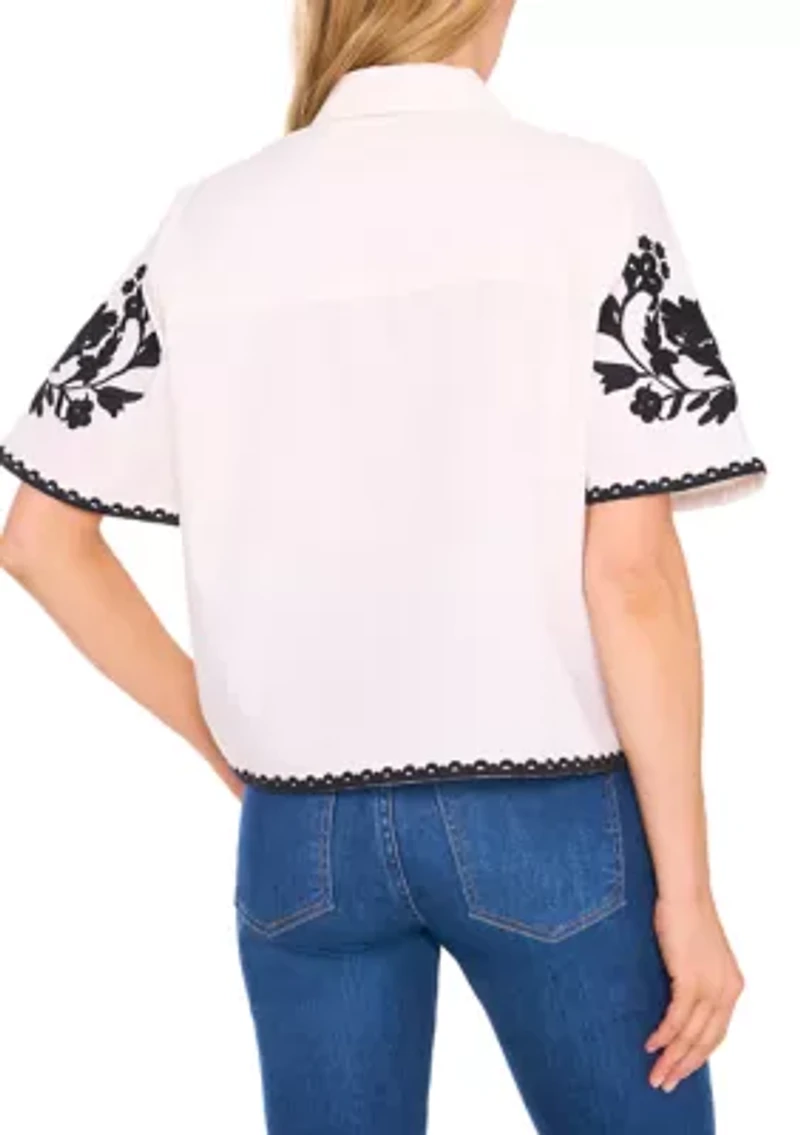 Petite Embroidered Blouse