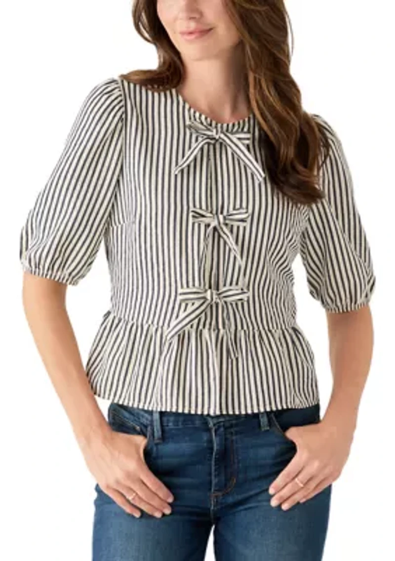 Women's Bow Front Peplum Hem Top