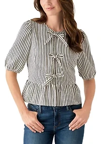 Women's Bow Front Peplum Hem Top