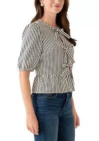 Women's Bow Front Peplum Hem Top