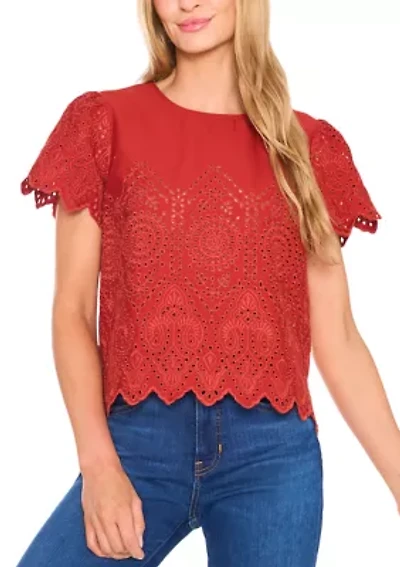 Women's Eyelet Cotton Top
