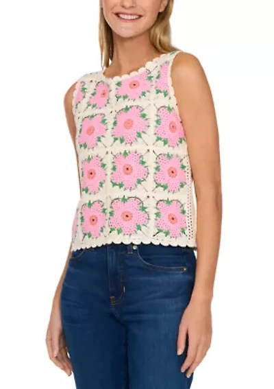 Women's Multicolor Floral Crochet Tank Top