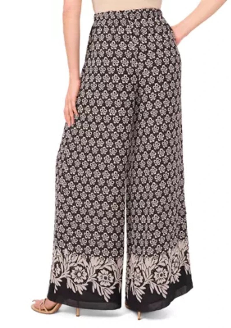 Women's Border Printed Wide Leg Pants