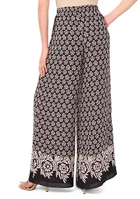 Women's Border Printed Wide Leg Pants