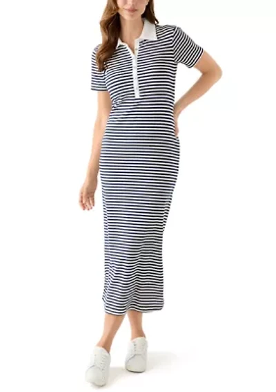 Women's Striped Knit Midi Dress