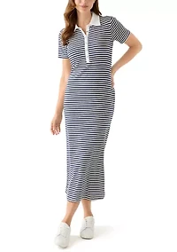 Women's Striped Knit Midi Dress